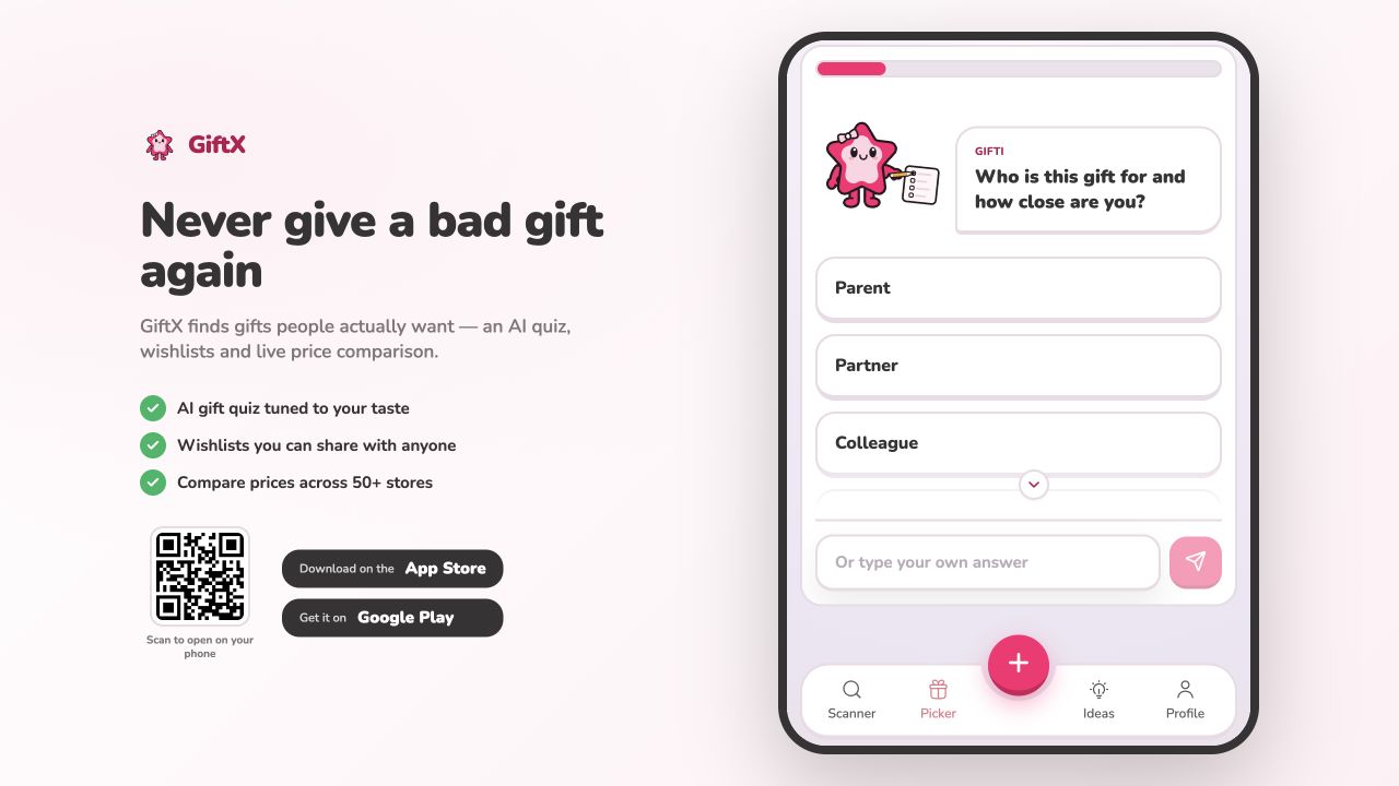 First question in the GiftX gift quiz